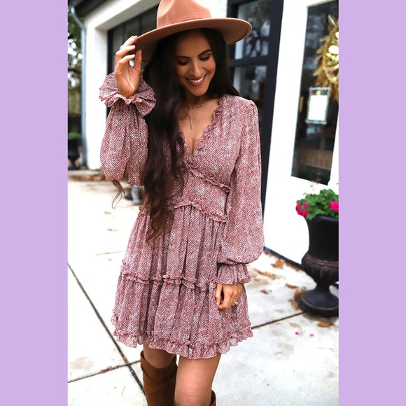 She + Sky Dresses & Skirts - SEE NEW LISTING  NWT She + Sky Pink Snake Print Ruffle Dress